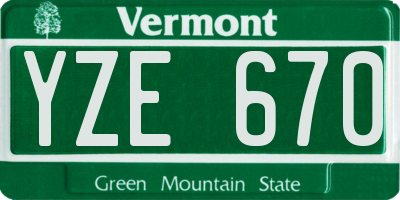 VT license plate YZE670