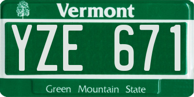 VT license plate YZE671