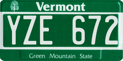 VT license plate YZE672