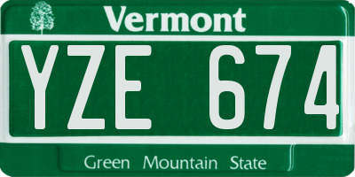 VT license plate YZE674
