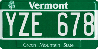 VT license plate YZE678