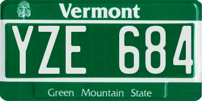 VT license plate YZE684