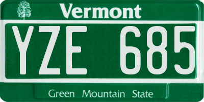VT license plate YZE685