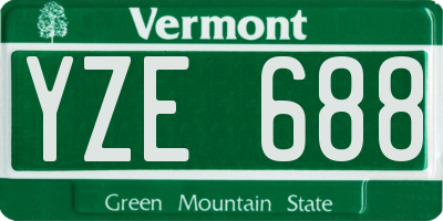 VT license plate YZE688