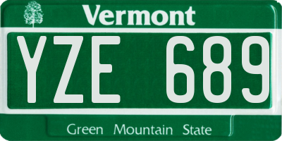 VT license plate YZE689