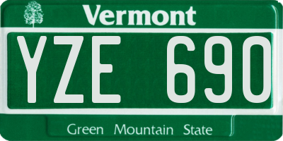 VT license plate YZE690