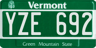 VT license plate YZE692
