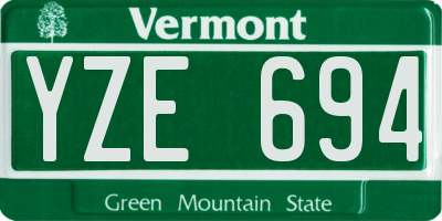 VT license plate YZE694