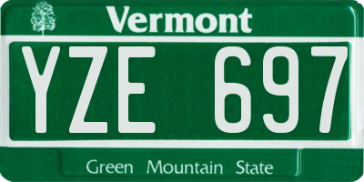 VT license plate YZE697