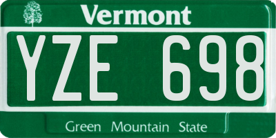 VT license plate YZE698