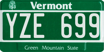 VT license plate YZE699