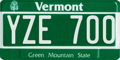 VT license plate YZE700