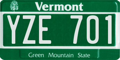 VT license plate YZE701
