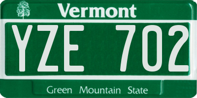 VT license plate YZE702