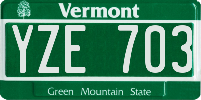 VT license plate YZE703