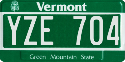 VT license plate YZE704