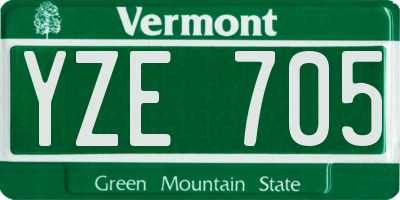 VT license plate YZE705