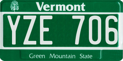 VT license plate YZE706