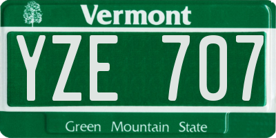 VT license plate YZE707