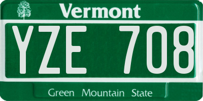 VT license plate YZE708