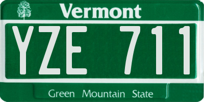 VT license plate YZE711