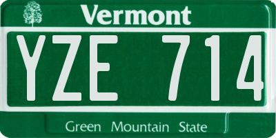 VT license plate YZE714