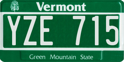 VT license plate YZE715