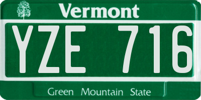 VT license plate YZE716
