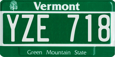 VT license plate YZE718
