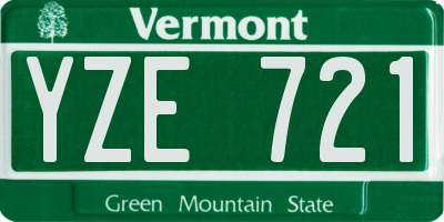 VT license plate YZE721