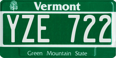 VT license plate YZE722