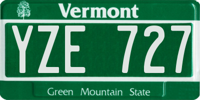 VT license plate YZE727