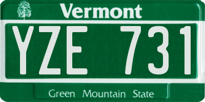 VT license plate YZE731