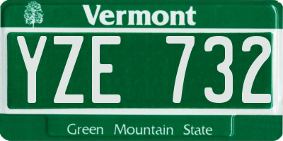 VT license plate YZE732