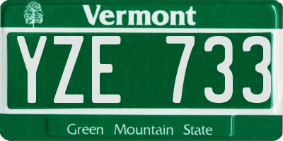 VT license plate YZE733
