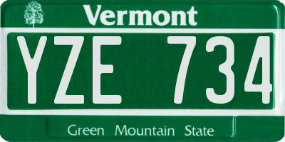 VT license plate YZE734