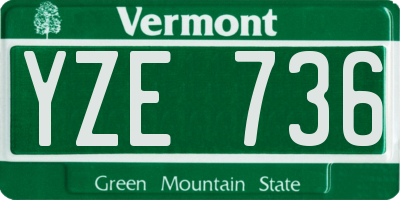 VT license plate YZE736