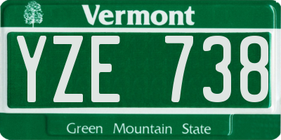 VT license plate YZE738