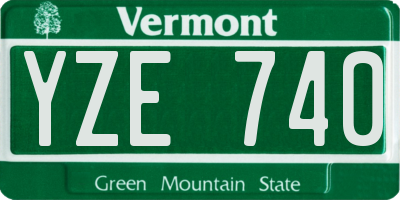 VT license plate YZE740