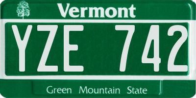VT license plate YZE742