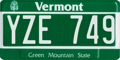 VT license plate YZE749