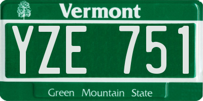 VT license plate YZE751