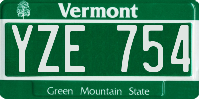 VT license plate YZE754