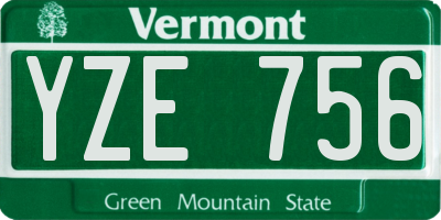 VT license plate YZE756