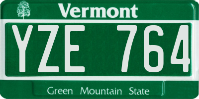 VT license plate YZE764