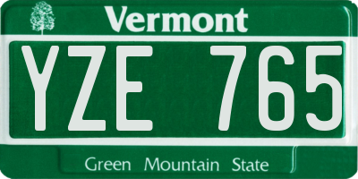 VT license plate YZE765