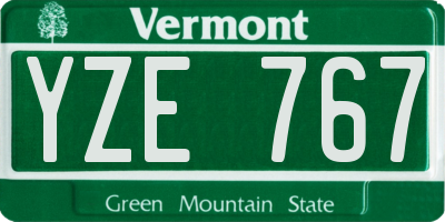 VT license plate YZE767
