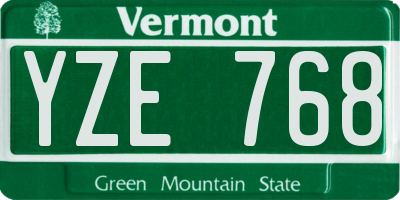 VT license plate YZE768