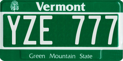 VT license plate YZE777