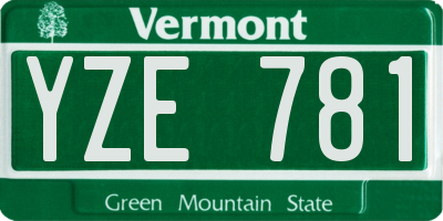 VT license plate YZE781